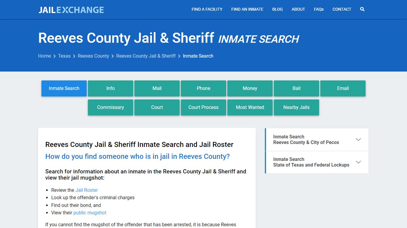 Inmate Search: Roster & Mugshots - Reeves County Jail & Sheriff, TX